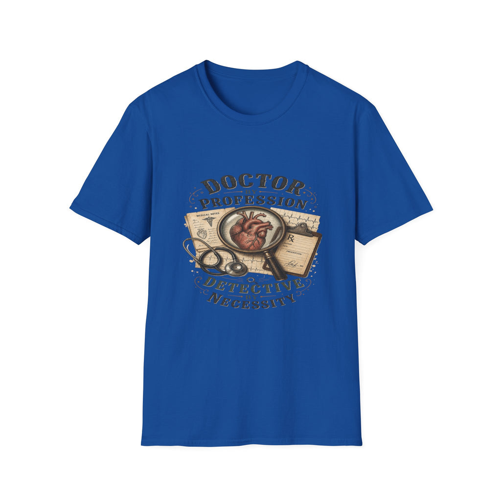Vintage Detective-Inspired T-Shirt Featuring Anatomical Heart And Magnifying Glass- Graphic Tees