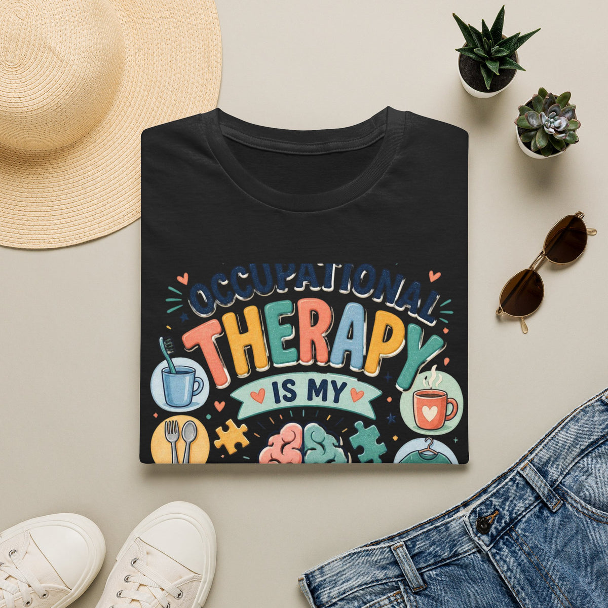Playful T Shirt Design Celebrating Occupational Therapy Vibrantly Illustrated