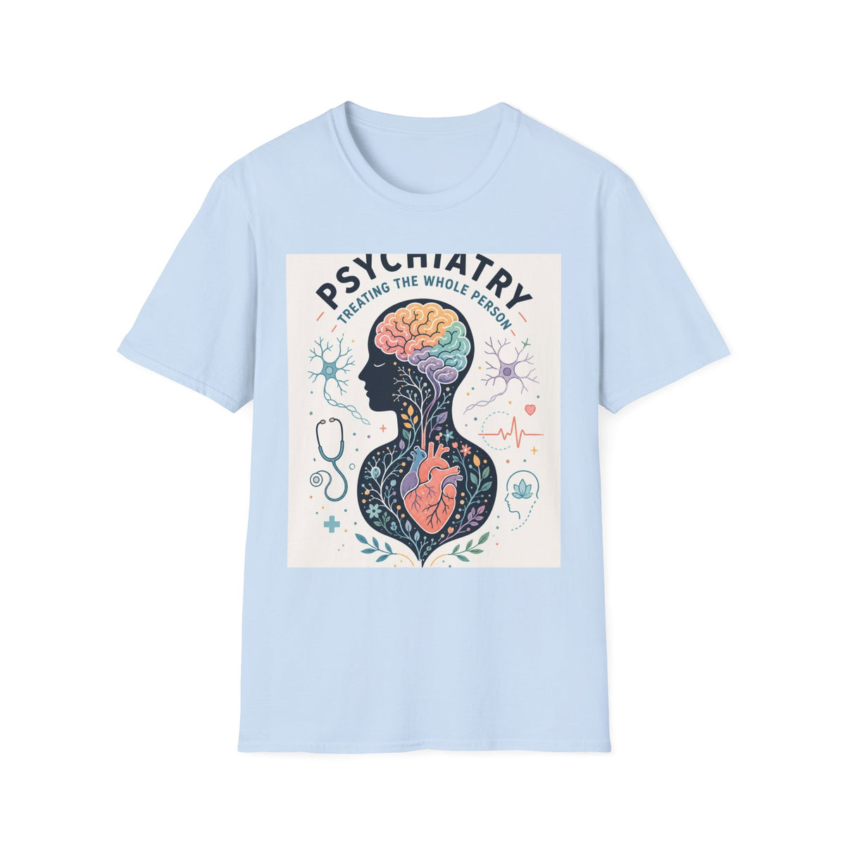 Colorful Brain And Heart In Human Silhouette With Text