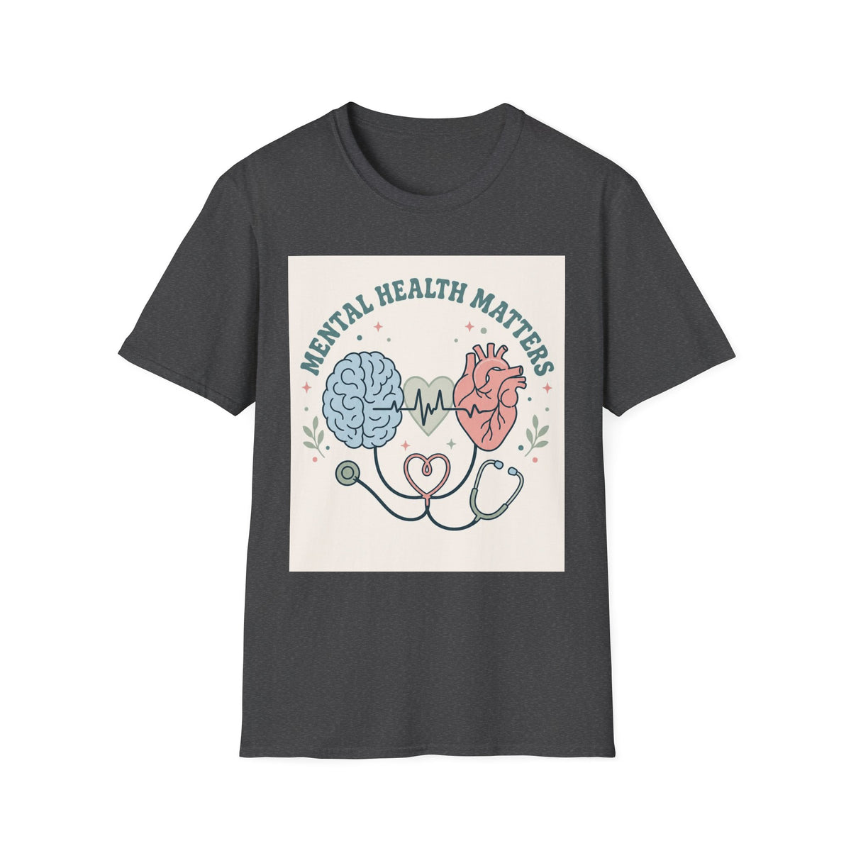 Stylized Brain And Heart Design For Mental Health Awareness