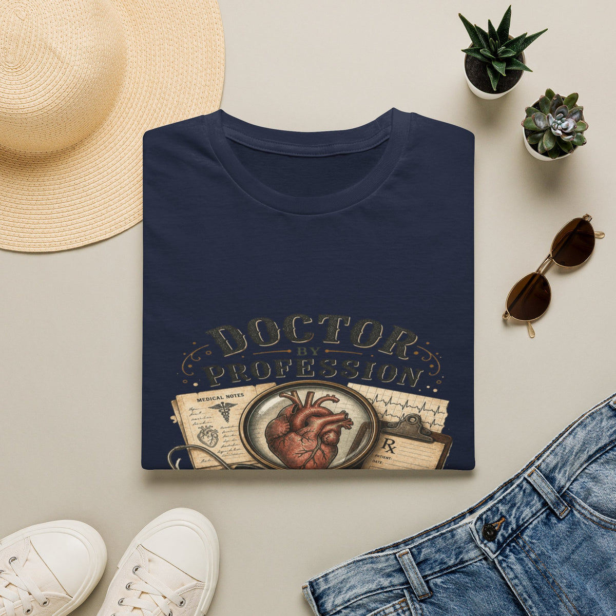 Vintage Detective-Inspired T-Shirt Featuring Anatomical Heart And Magnifying Glass- Graphic Tees