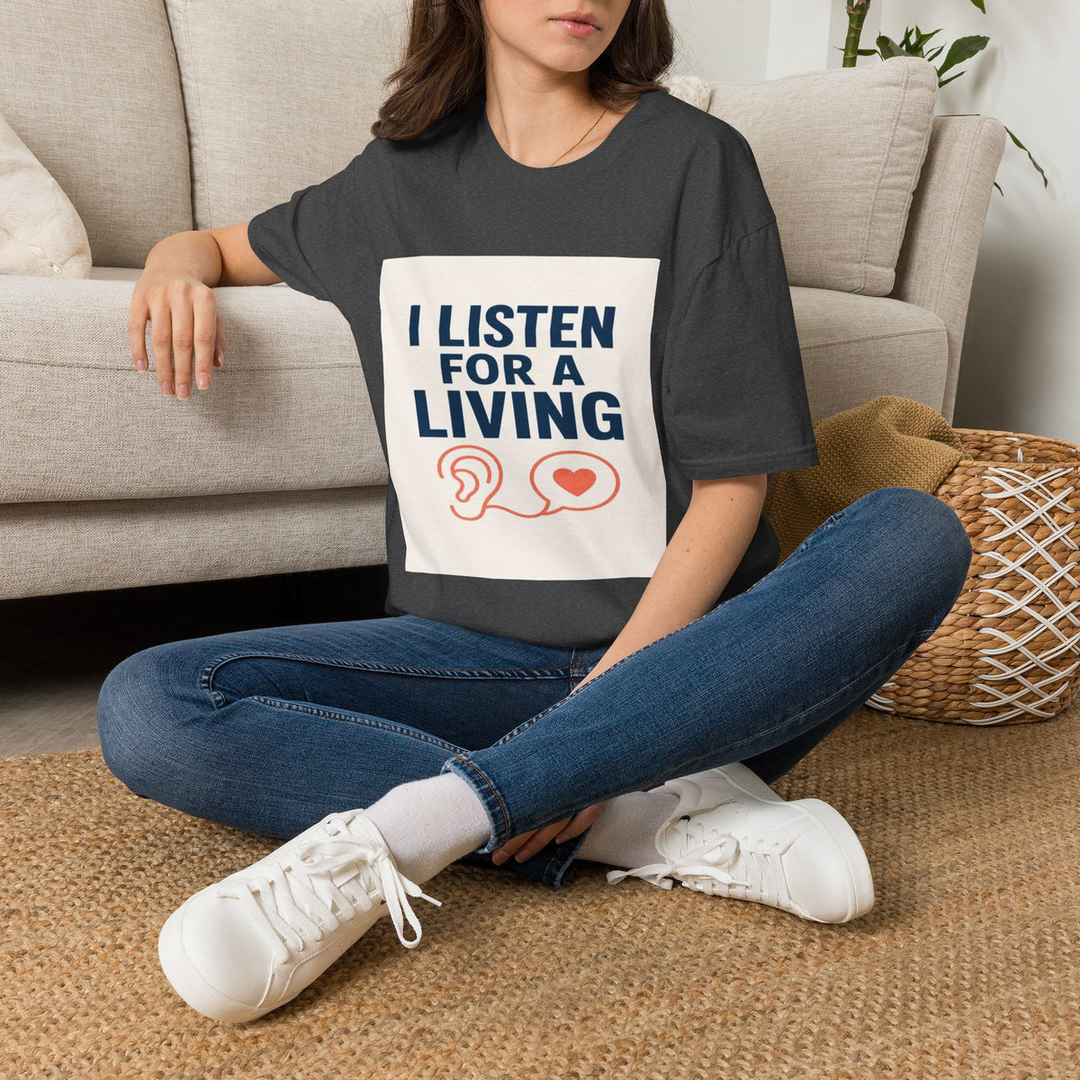 Bold Text And Minimalist Ear Illustration In Modern Design- Graphic Tees