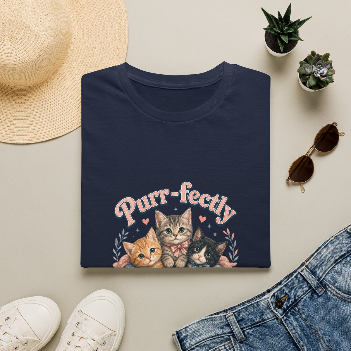 Cat T-Shirt — "Purr-fectly Adorable" Cute Kitten Graphic Tee