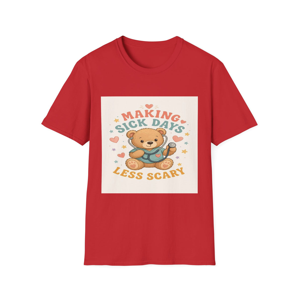 T-shirt Design Featuring Teddy Bear With Stethoscope And Stars- Graphic Tees