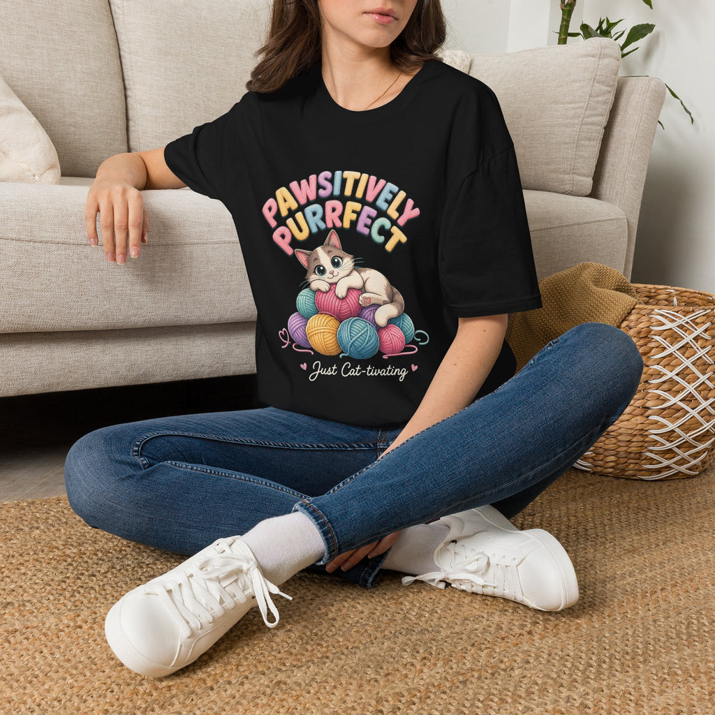 Pawsitively Purrfect Cat T-Shirt — Cute Kitten Yarn Lover Tee