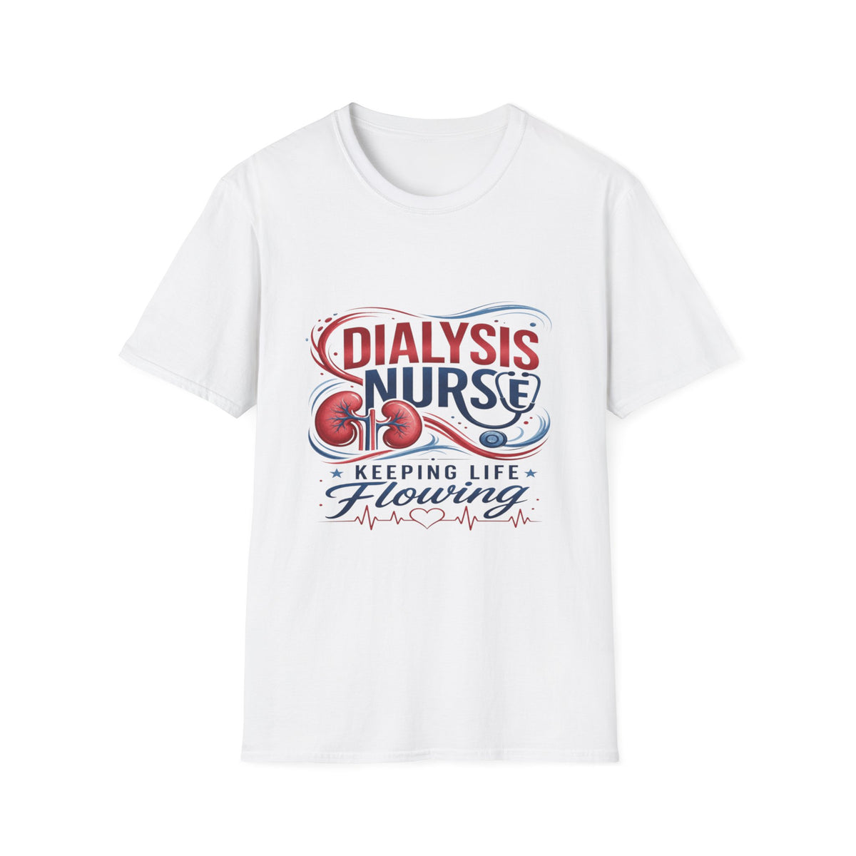 Creative T-Shirt Design Celebrating Dialysis Nurses With Flowing Elements- Graphic Tees