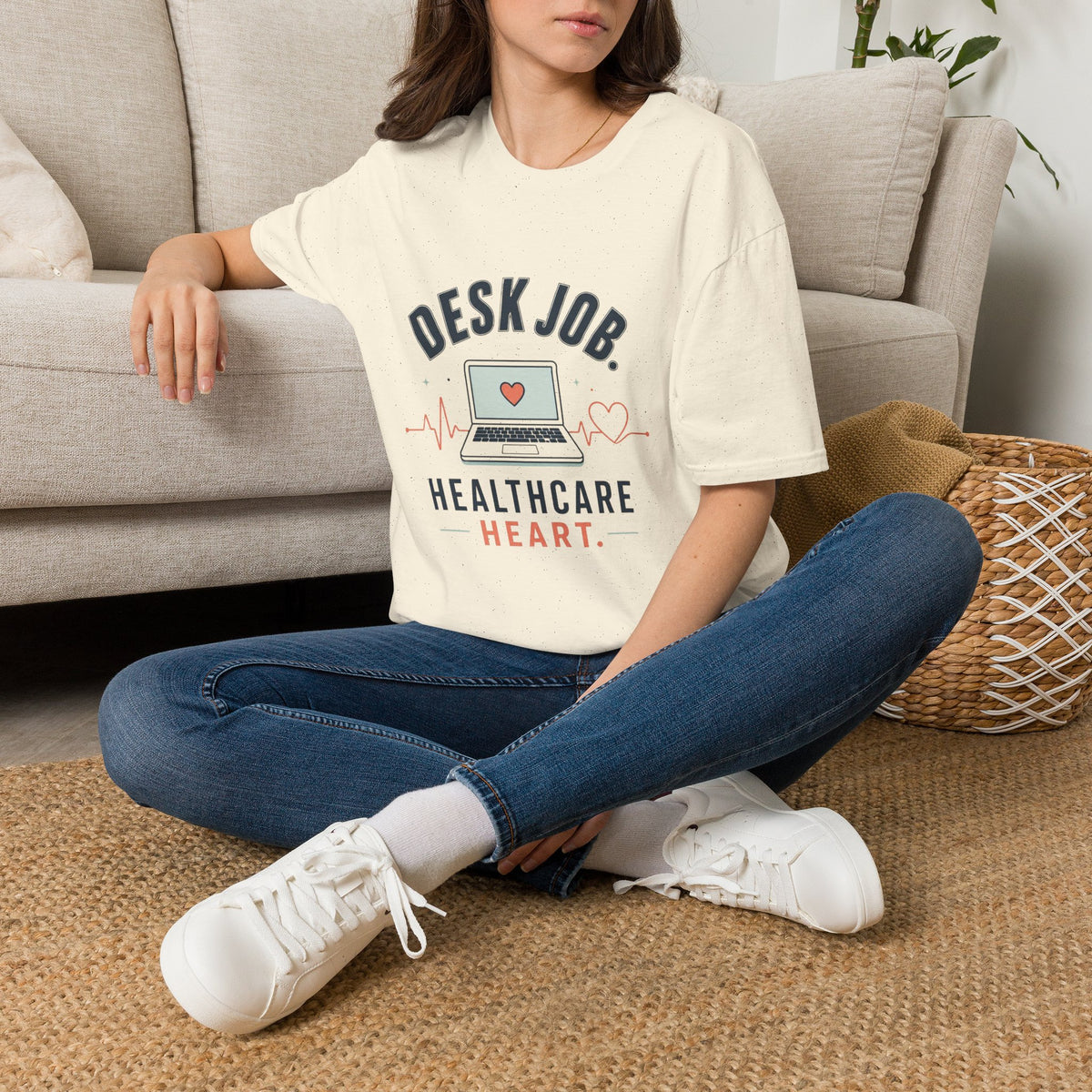 Minimalist T Shirt Design Showcasing Healthcare Heartbeat Concept