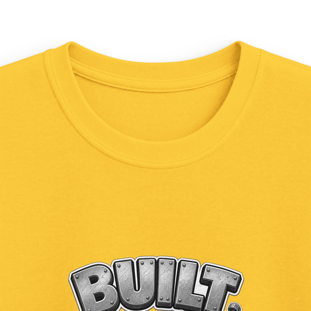 Kids Tee — "Built to Play" Construction Trucks Graphic