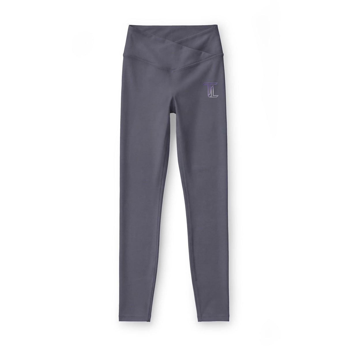 Midnight Motion Leggings — Black High-Waist Yoga Leggings with Small Purple 'T' Monogram