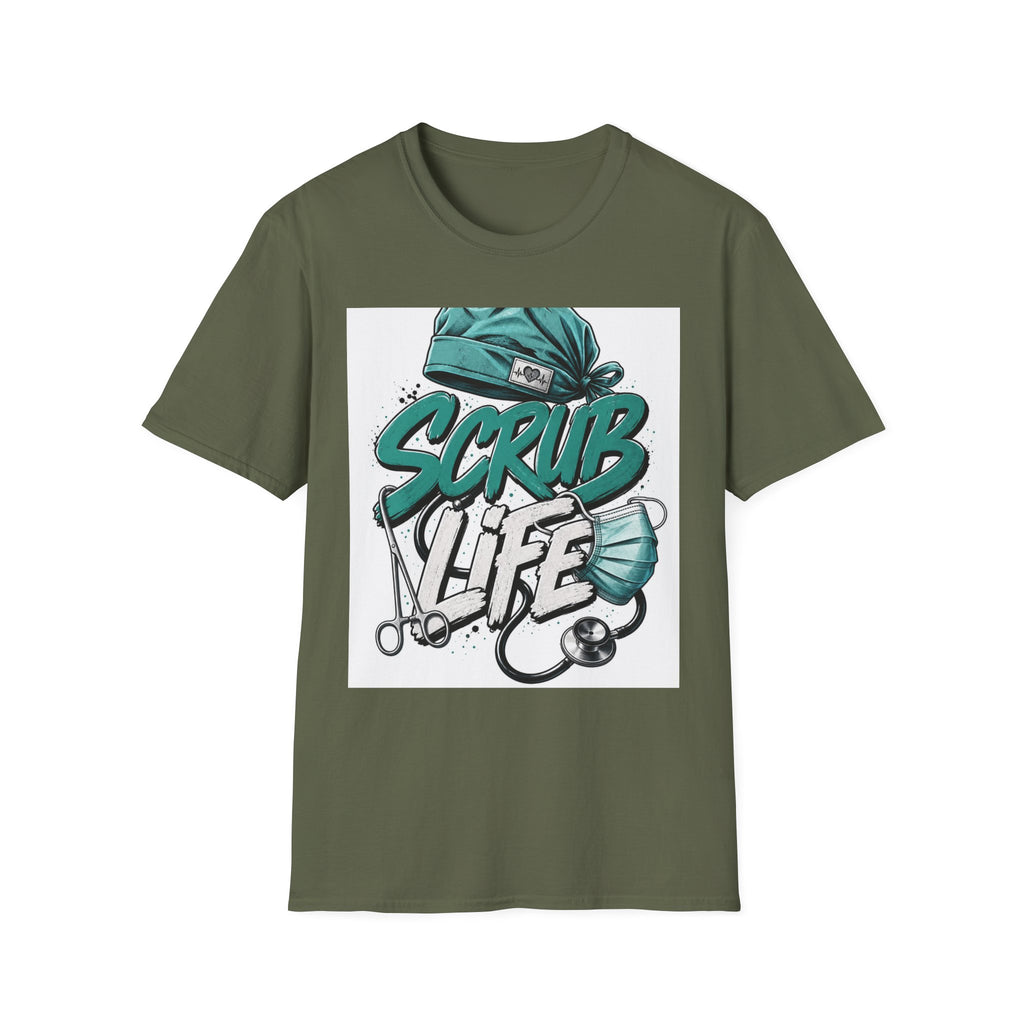 Modern Scrub Life T Shirt Design With Playful Typography