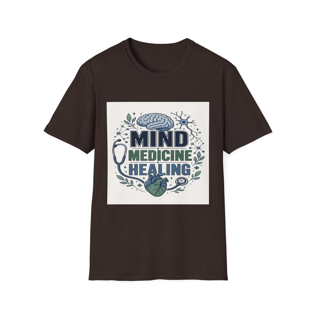 Illustration of Stacked Words Mind Medicine Healing with Medical Icons- Graphic Tees