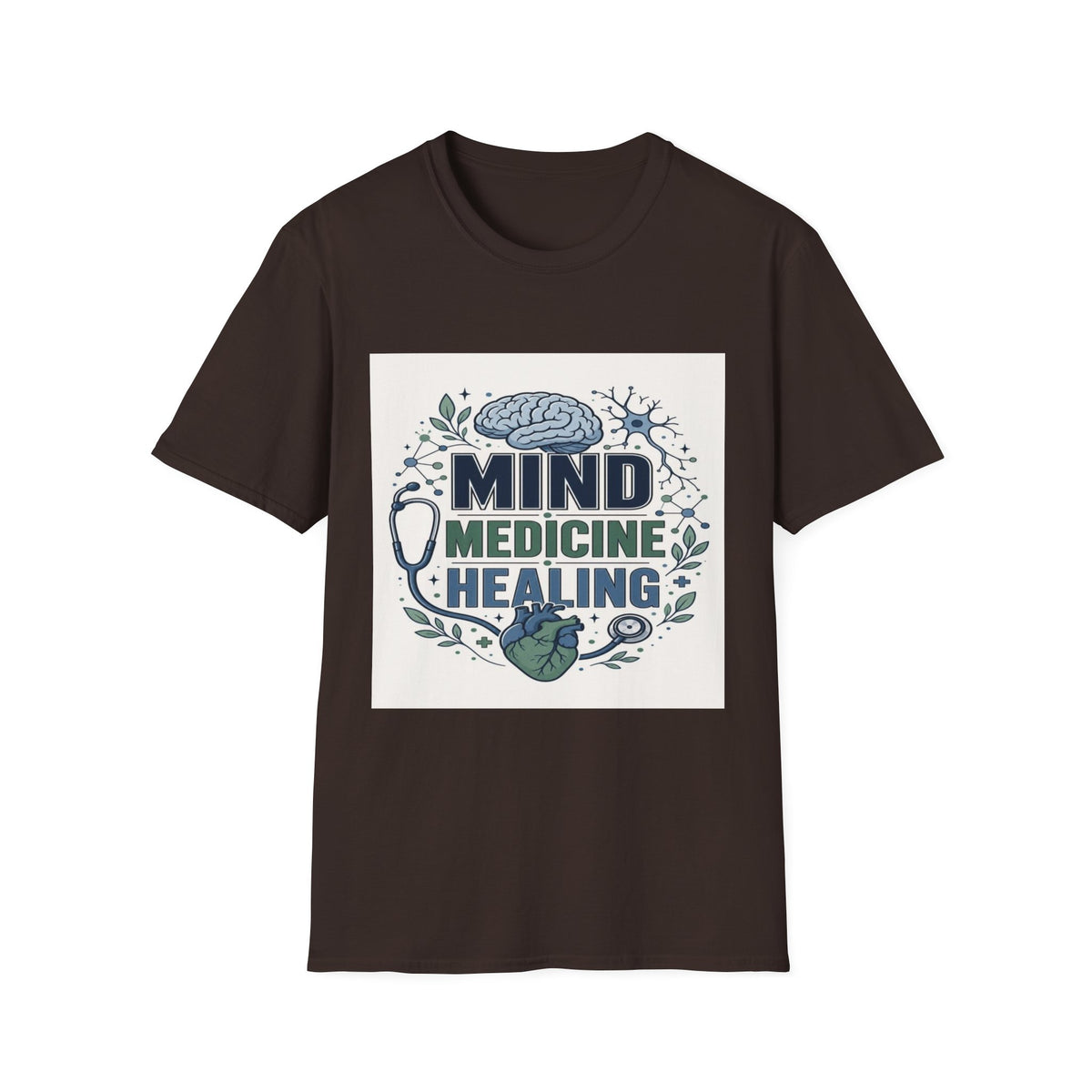Illustration of Stacked Words Mind Medicine Healing with Medical Icons- Graphic Tees