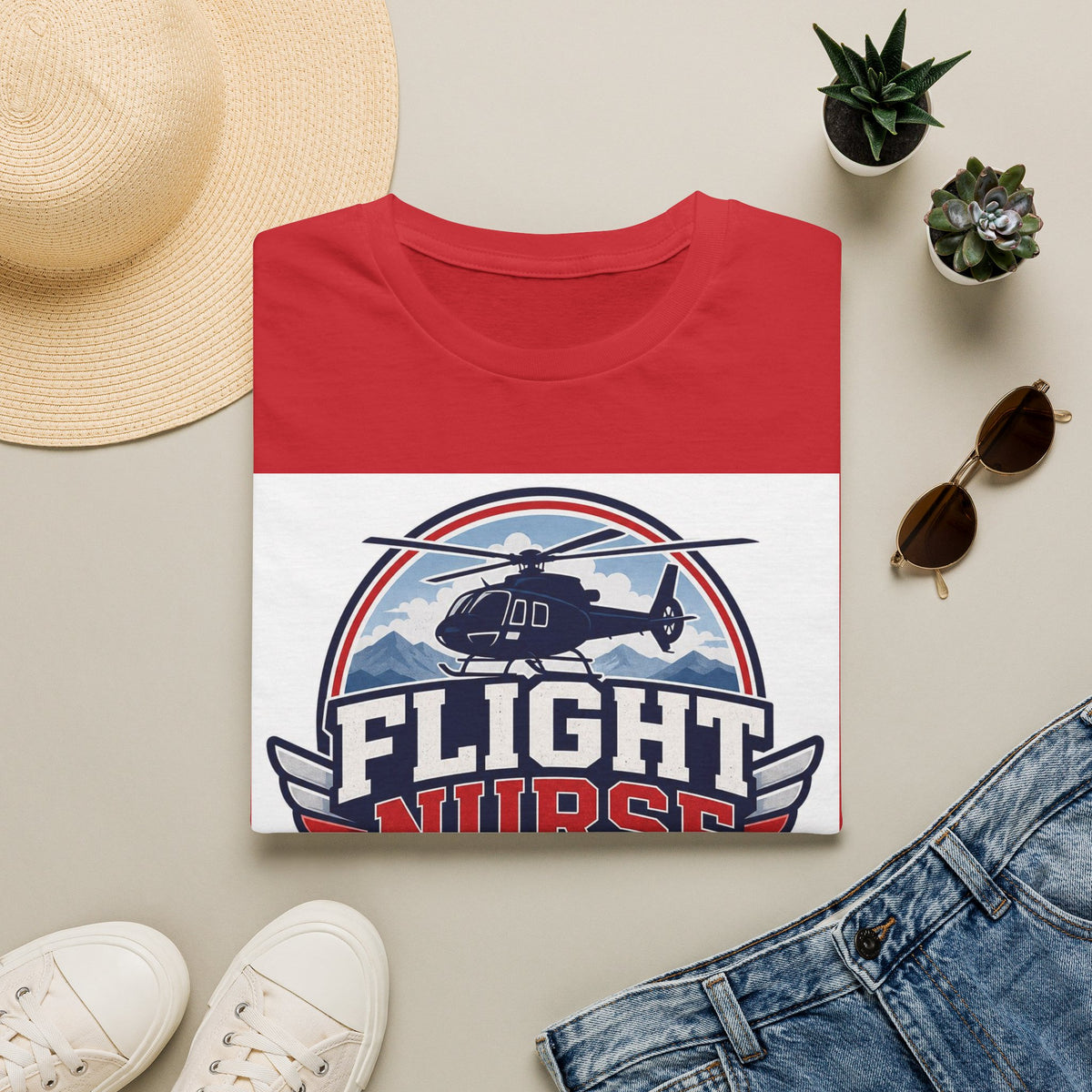 Aviation Inspired T Shirt Design Featuring Flight Nurse Graphic