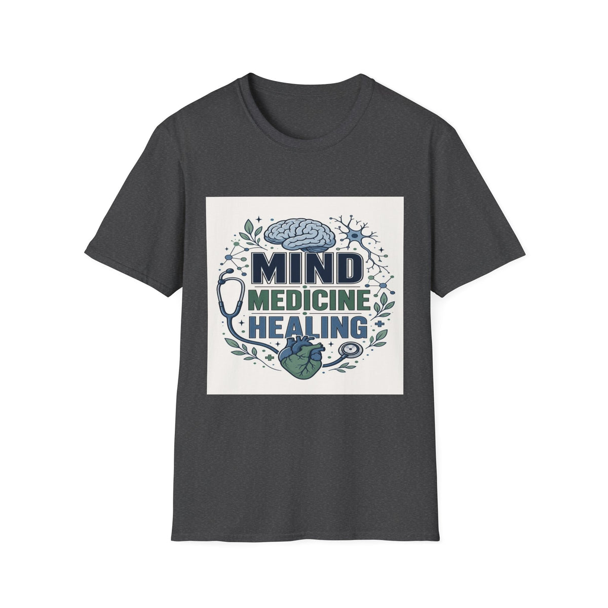 Illustration of Stacked Words Mind Medicine Healing with Medical Icons- Graphic Tees