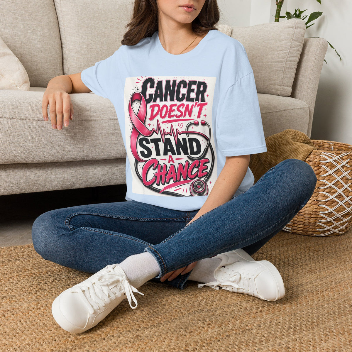 Bold Oncology Nurse Design Featuring Empowering Phrase With Awareness Ribbon
