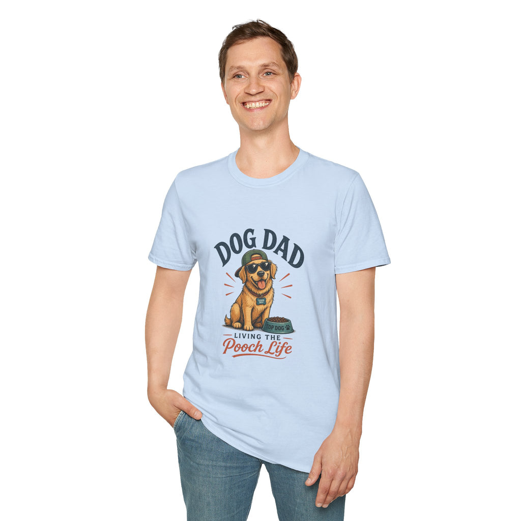 Dog Dad T-Shirt — "Living the Pooch Life" Graphic Tee for Dog Lovers