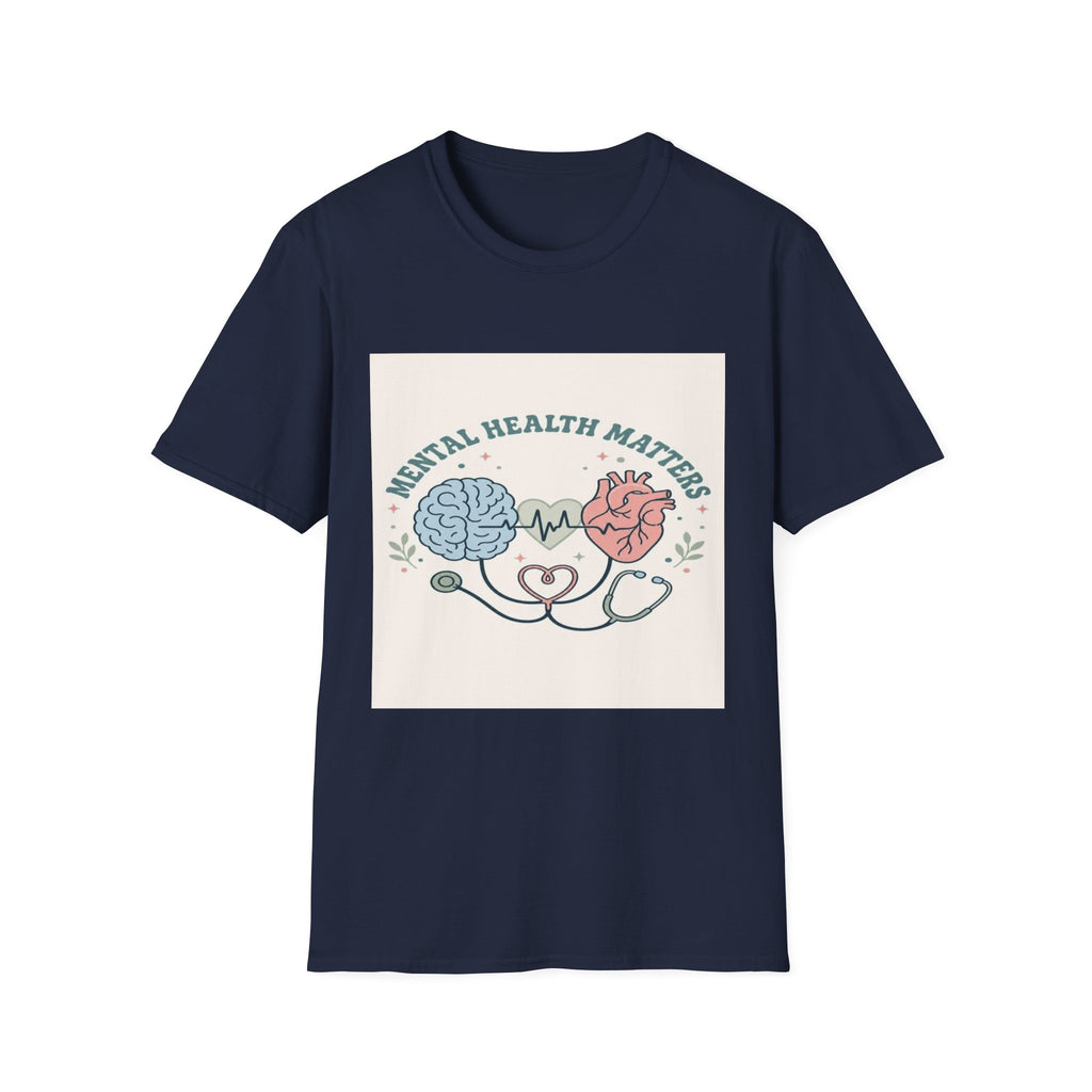 Stylized Brain And Heart Design For Mental Health Awareness- Graphic Tees