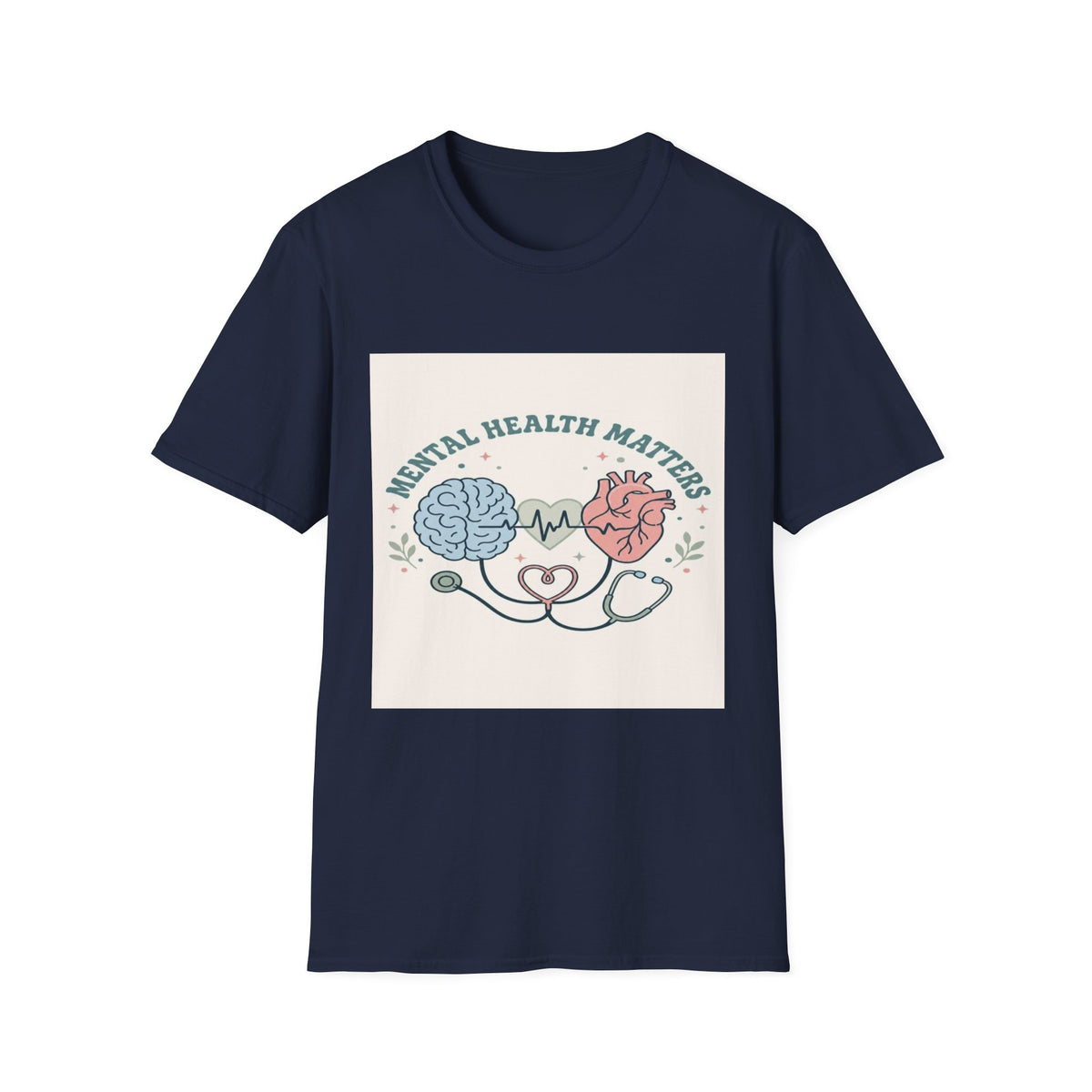 Stylized Brain And Heart Design For Mental Health Awareness- Graphic Tees