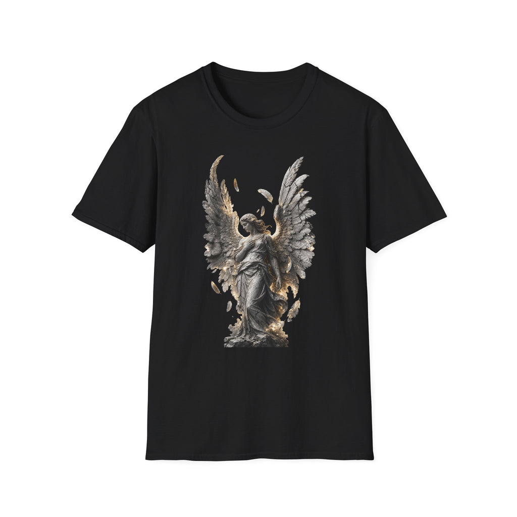Angel Wings Graphic T-Shirt — Fallen Feather Statue Design