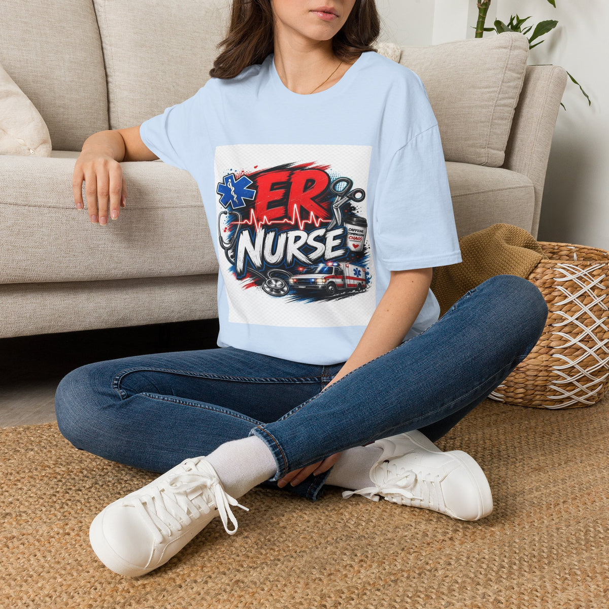 Bold Streetwear T-Shirt Design Featuring ER Nurse Typography- Graphic Tees