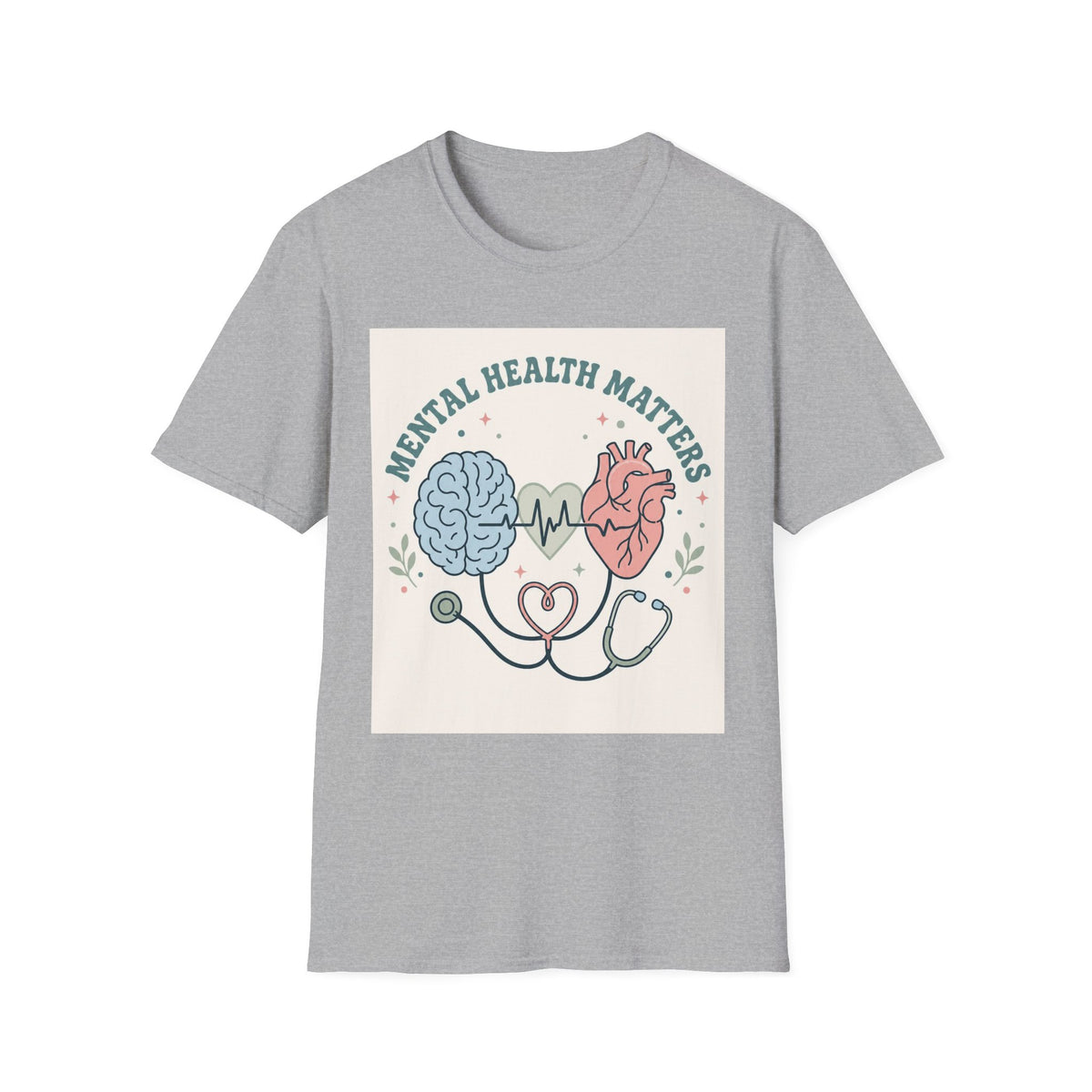 Stylized Brain And Heart Design For Mental Health Awareness