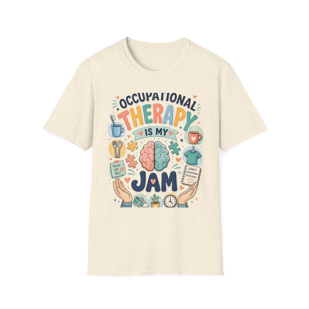 Playful T Shirt Design Celebrating Occupational Therapy Vibrantly Illustrated