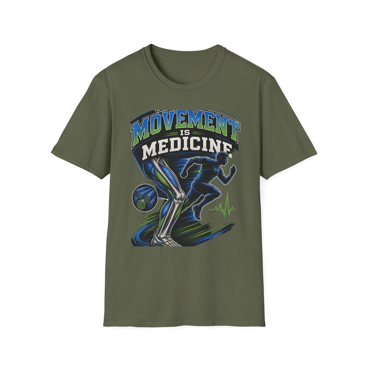 Dynamic T Shirt Design Featuring PT Movement Is Medicine Text