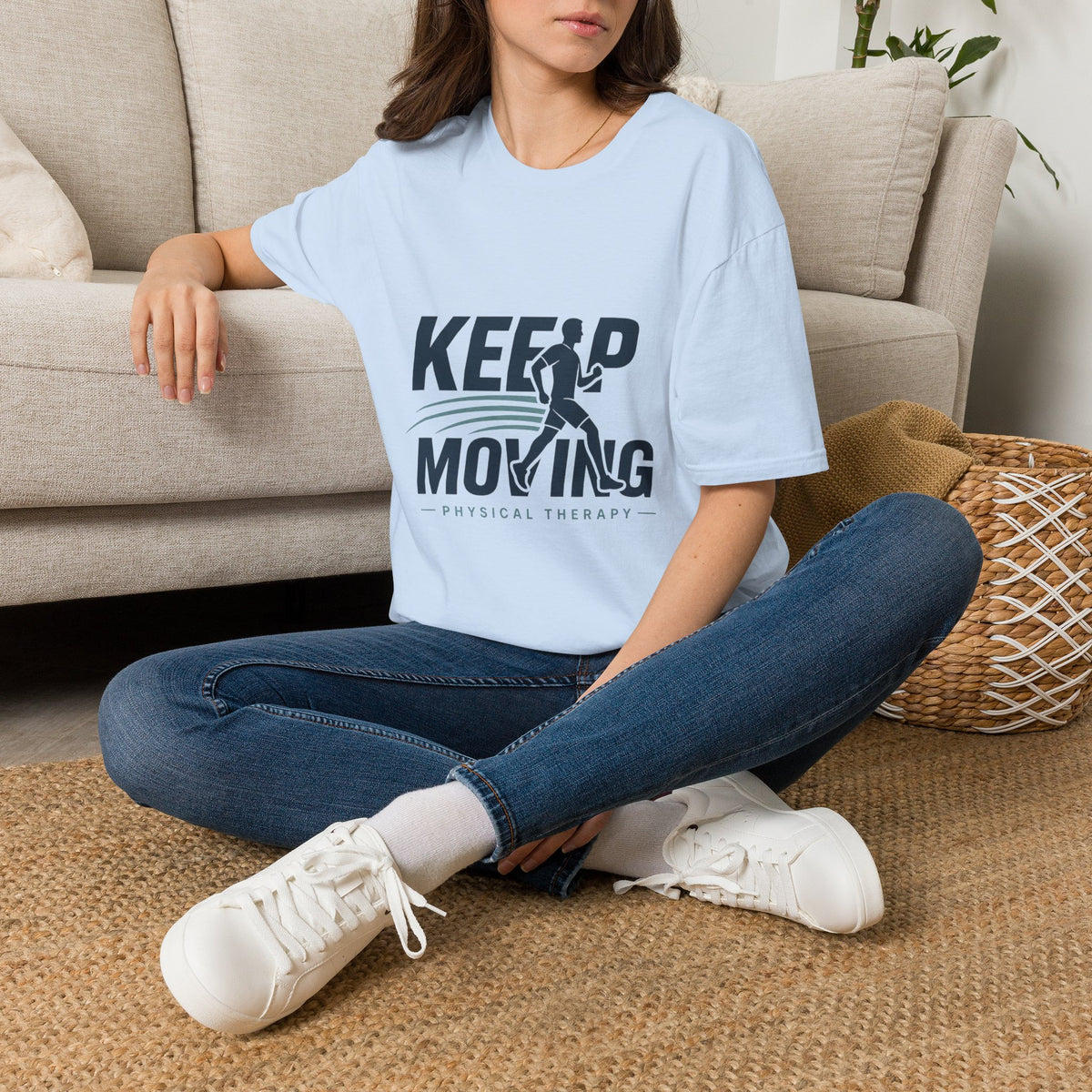Minimalist T Shirt Design Featuring Keep Moving Statement
