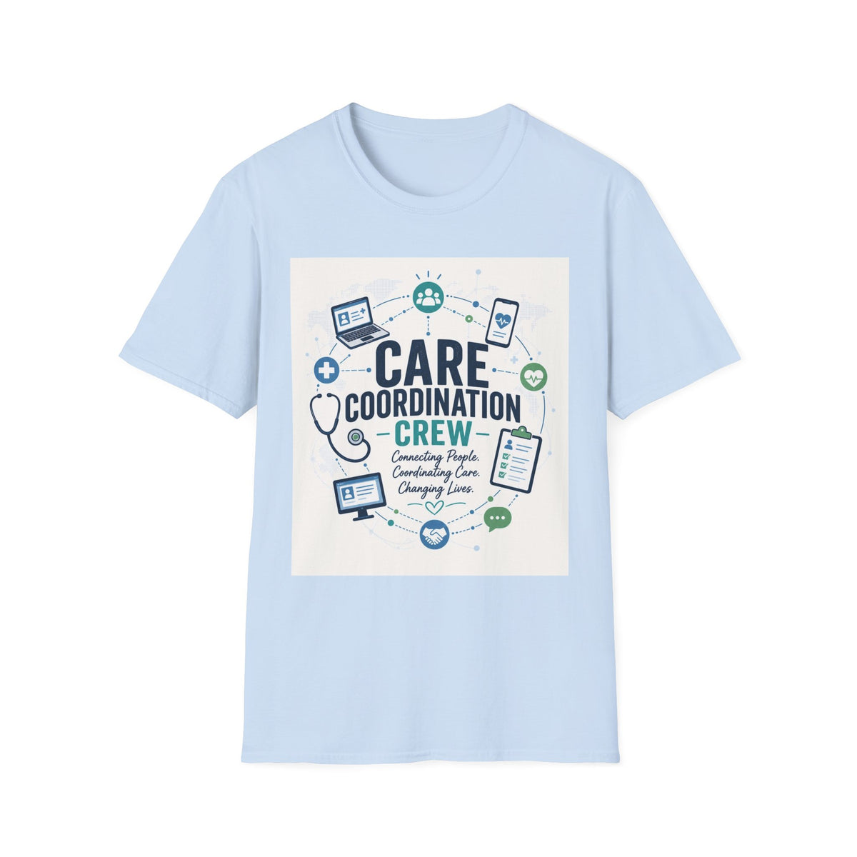 T Shirt Graphic Featuring Modern Aesthetic Care Coordination Crew