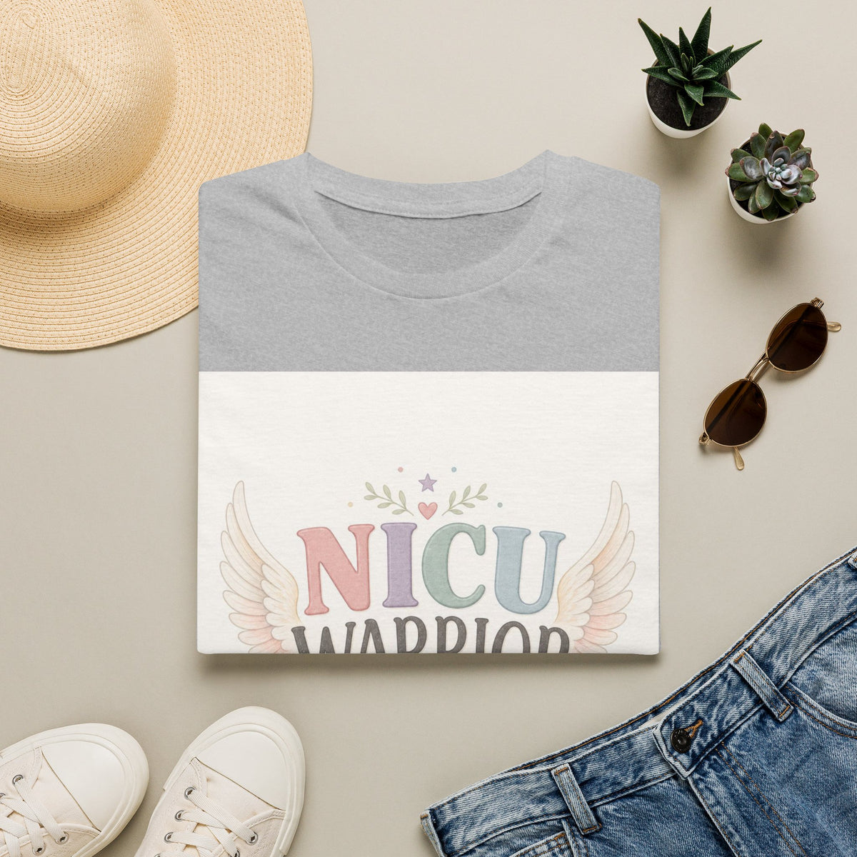 NICU Warrior Design With Baby Footprint And Angel Wings