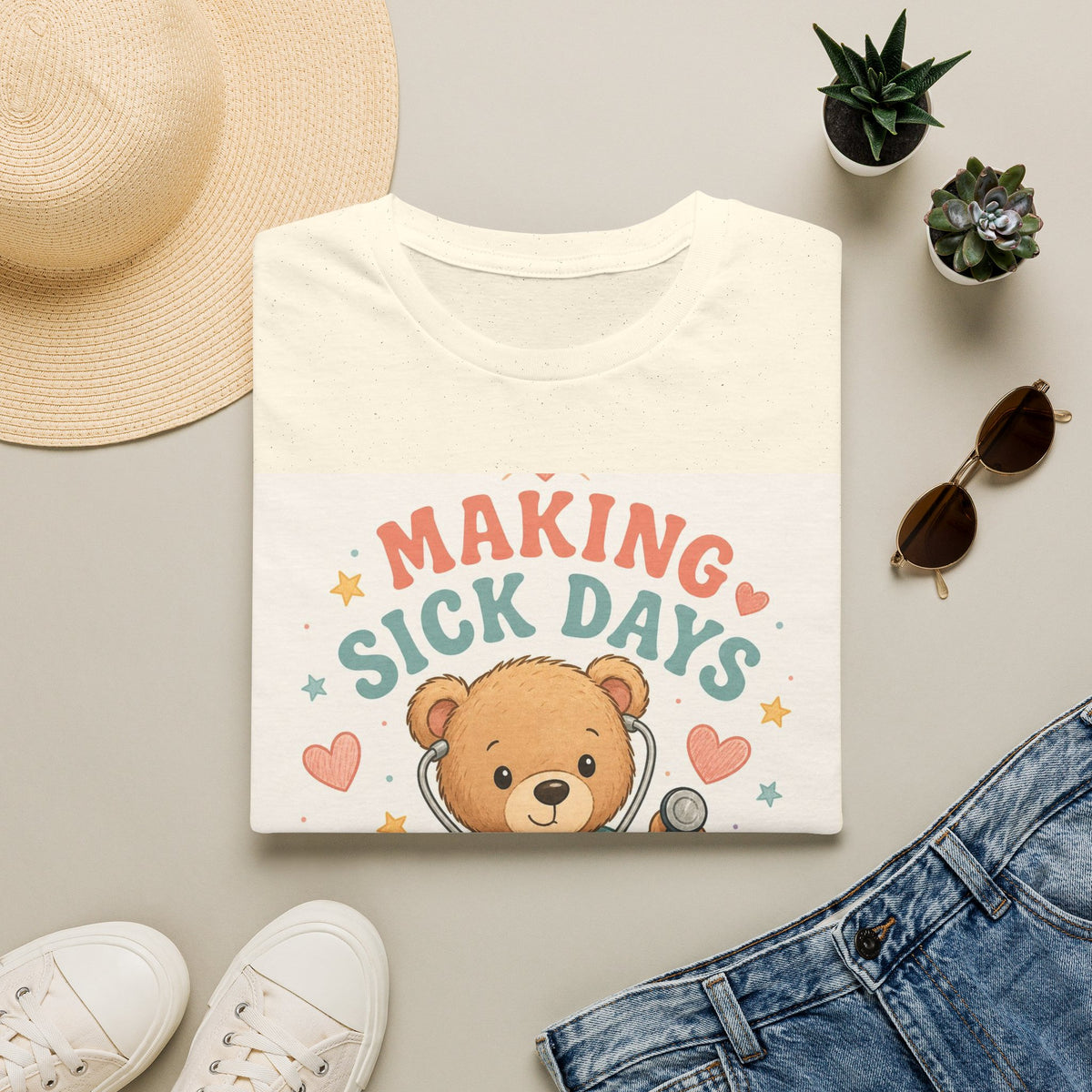 T Shirt Design Featuring Teddy Bear With Stethoscope And Stars