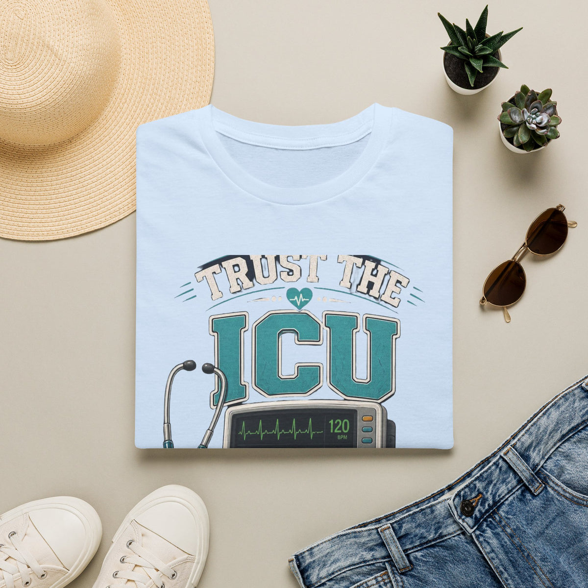 Bold T Shirt Design Featuring Trust The ICU Nurse Phrase
