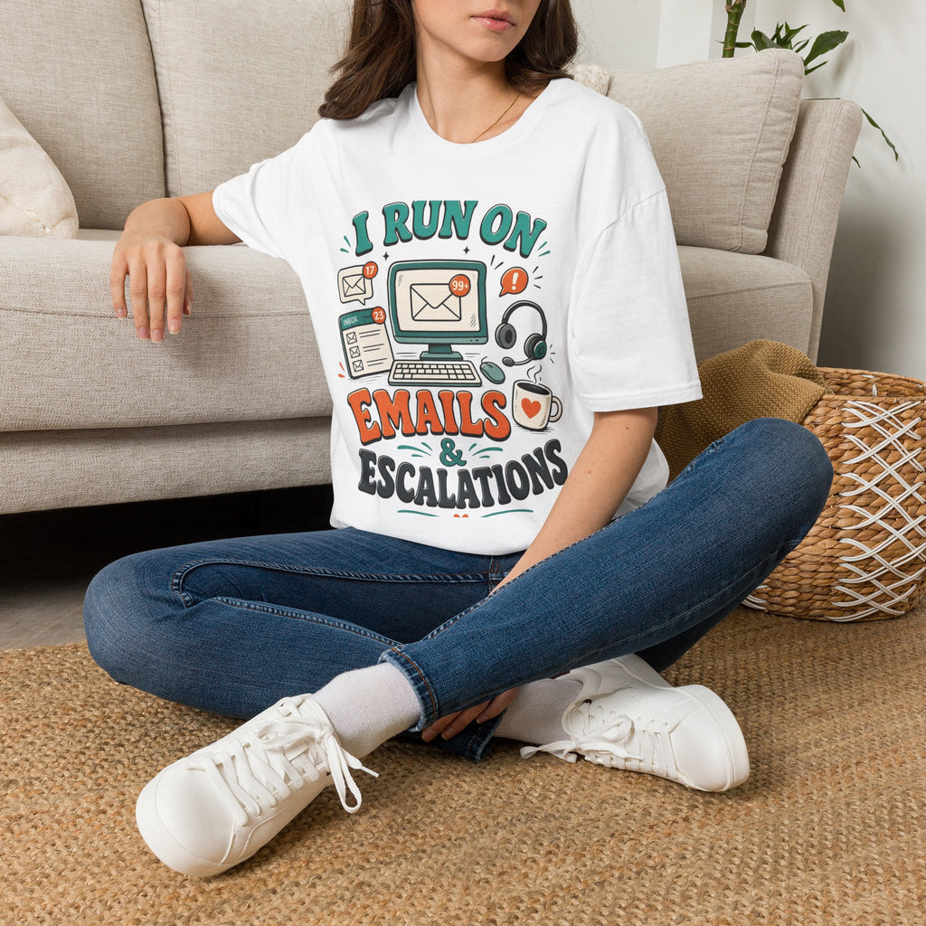 Bold T Shirt Design With Playful Email And Coffee Illustrations