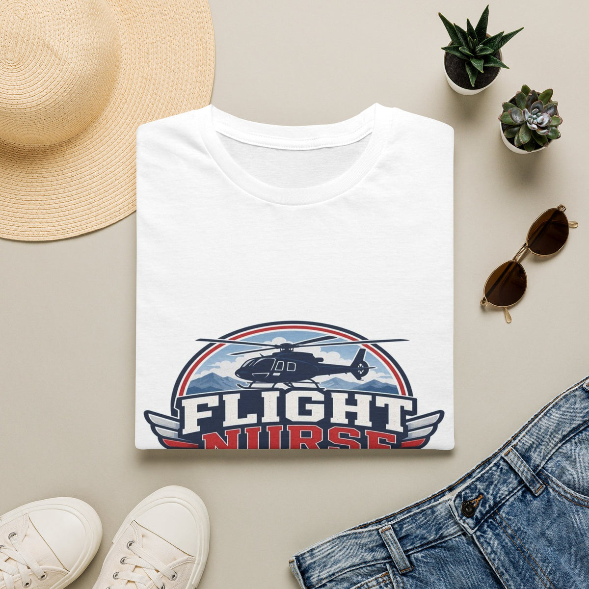 Aviation-Inspired T-Shirt Design Featuring Flight Nurse Graphic- Graphic Tees
