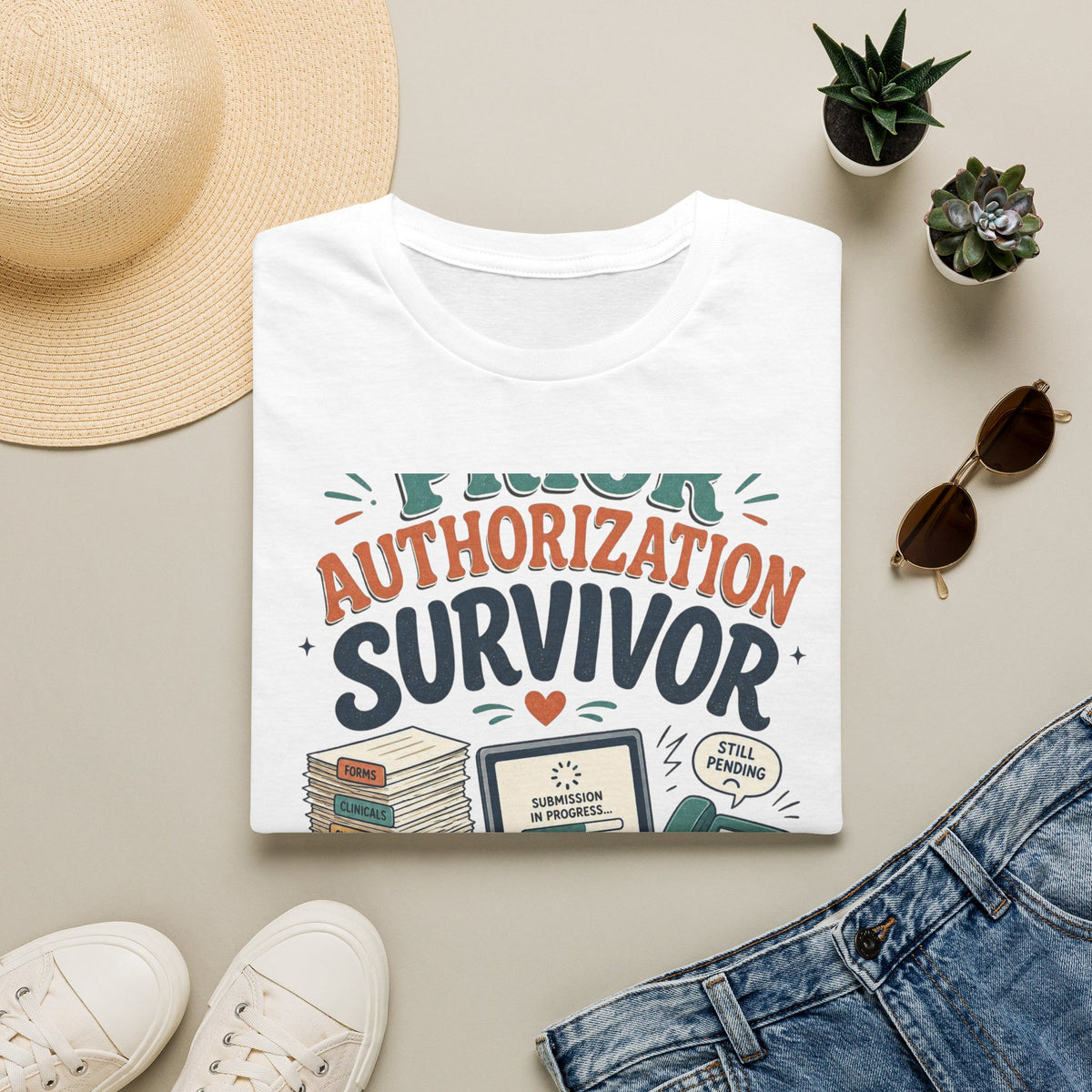 Bold T Shirt Design Showcasing PRIOR AUTHORIZATION SURVIVOR