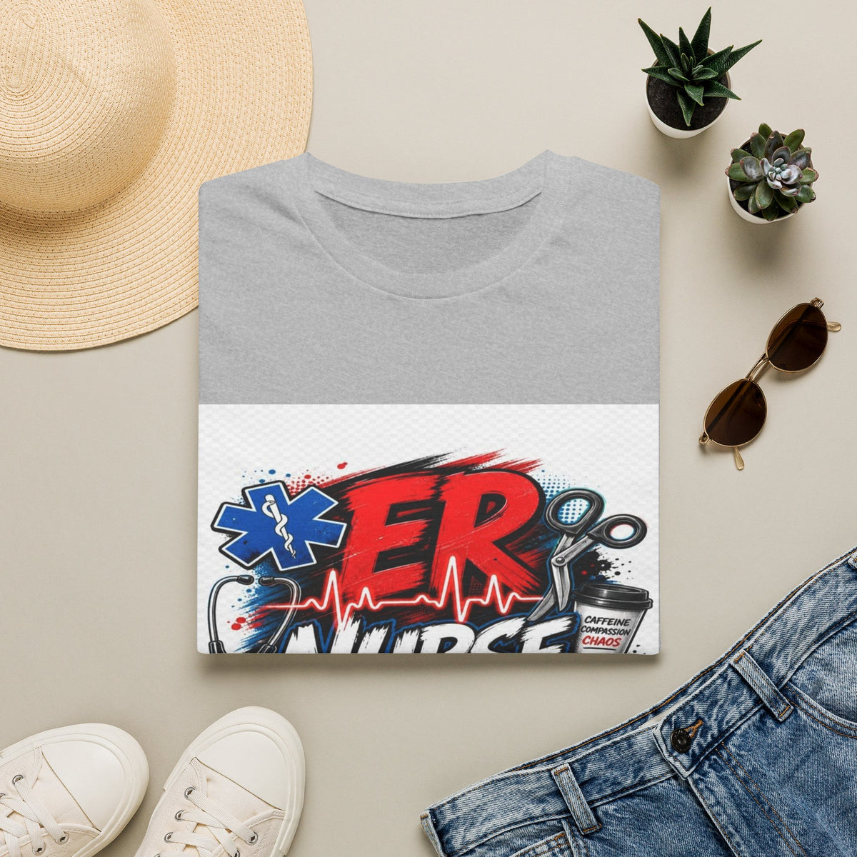 Bold Streetwear T-Shirt Design Featuring ER Nurse Typography- Graphic Tees