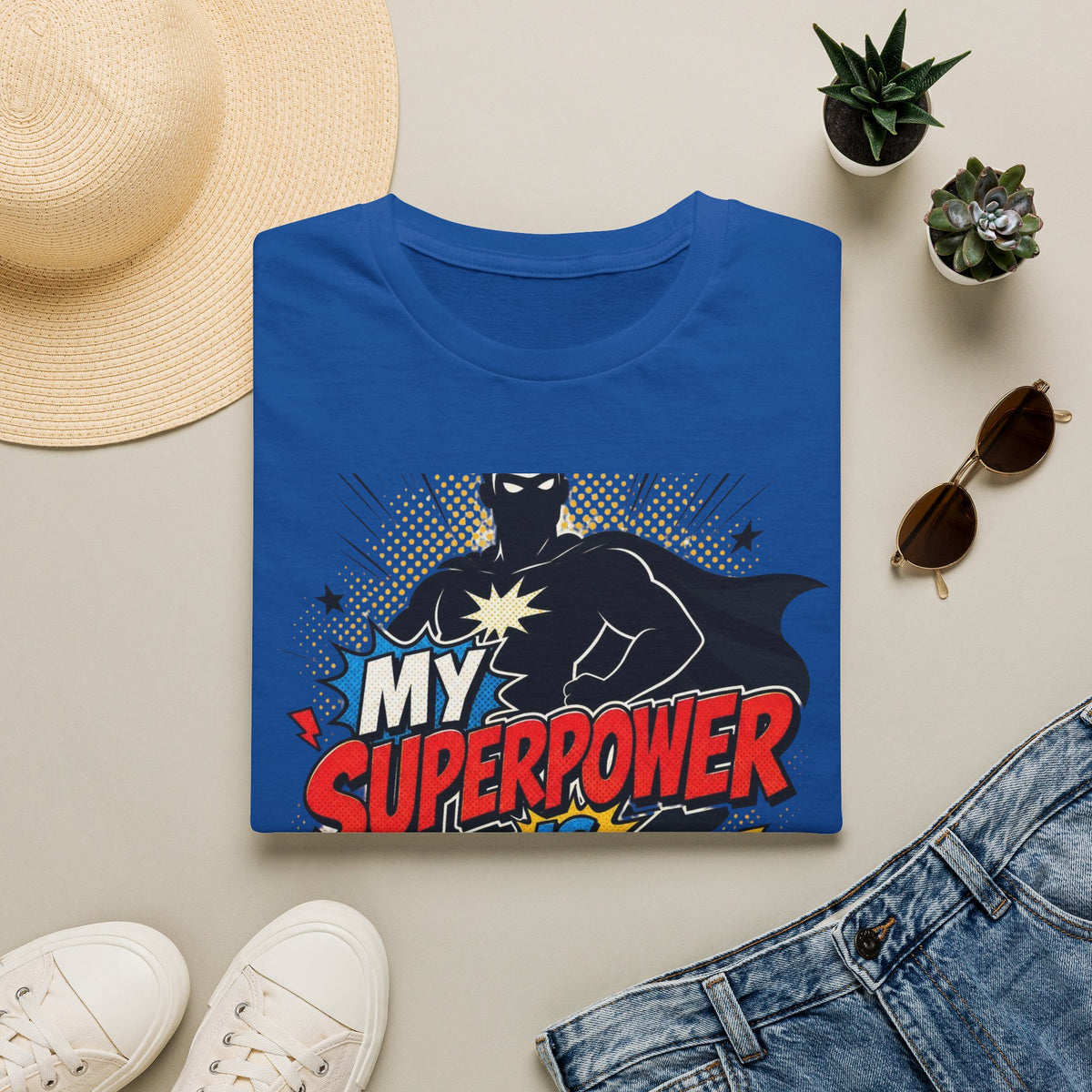 Comic Book Typography Celebrating Nerd Culture With Superhero Silhouette