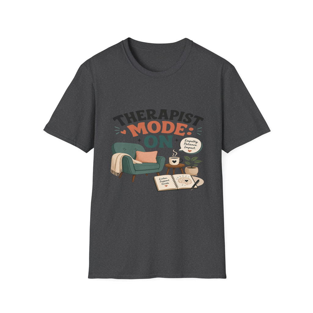 Bold Typography Depicting Therapist Mode With Stylish Illustrations- Graphic Tees