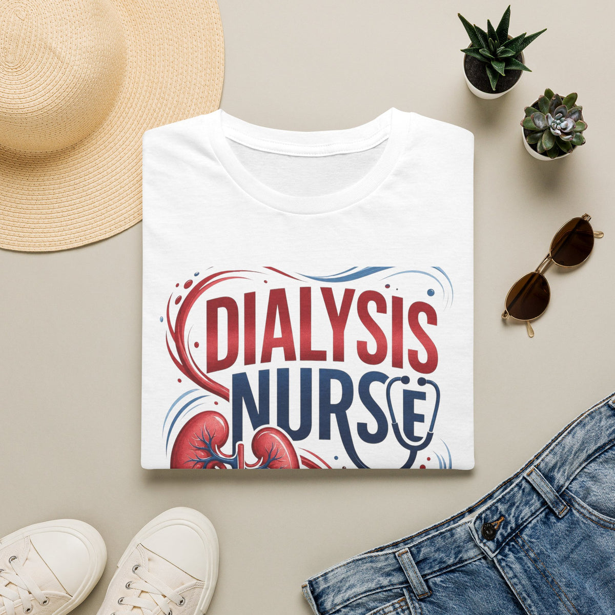 Creative T Shirt Design Celebrating Dialysis Nurses With Flowing Elements