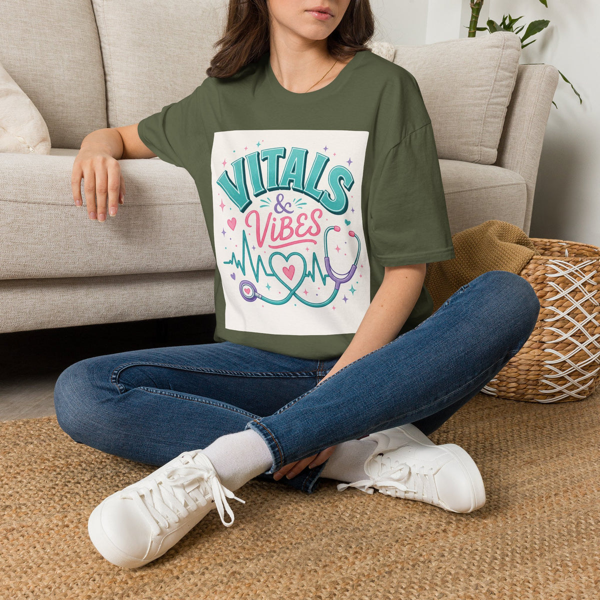Trendy T Shirt Design Featuring Vitals And Vibes Phrase