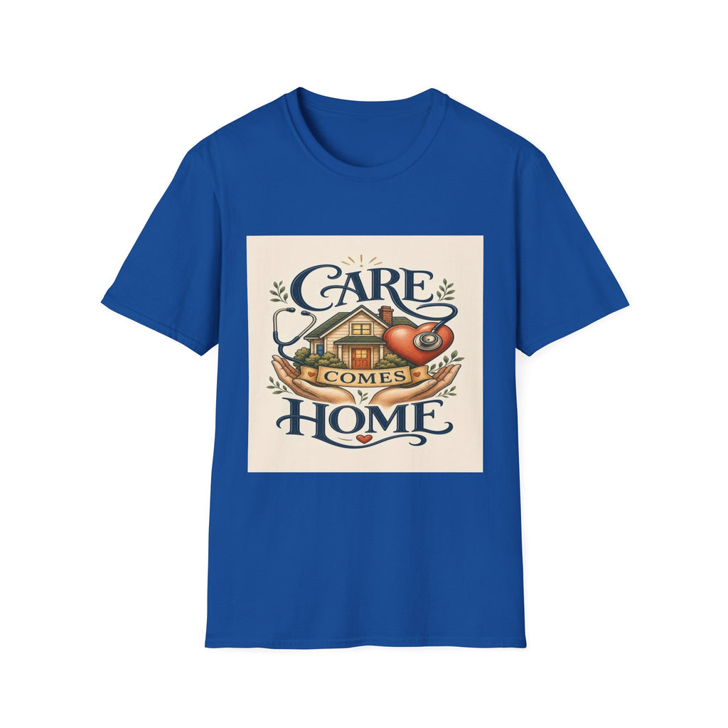 T-shirt Design Featuring Care Comes Home With Warm Illustrations- Graphic Tees