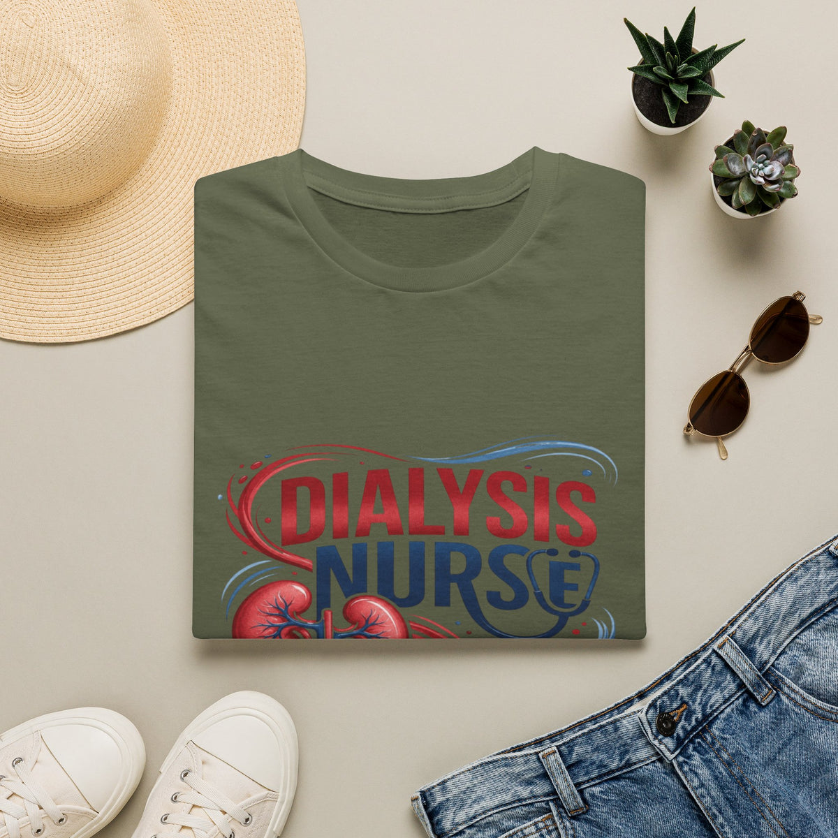 Creative T-Shirt Design Celebrating Dialysis Nurses With Flowing Elements- Graphic Tees