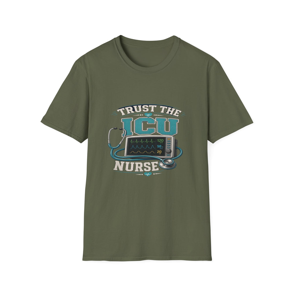 Bold T-Shirt Design Featuring Trust The ICU Nurse Phrase- Graphic Tees