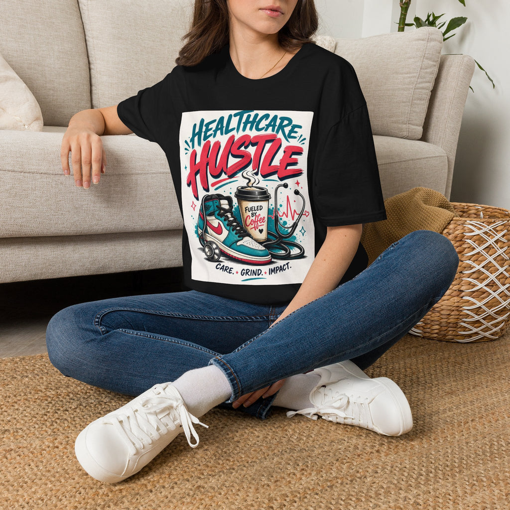 Dynamic T Shirt Design Featuring Healthcare Hustle Text