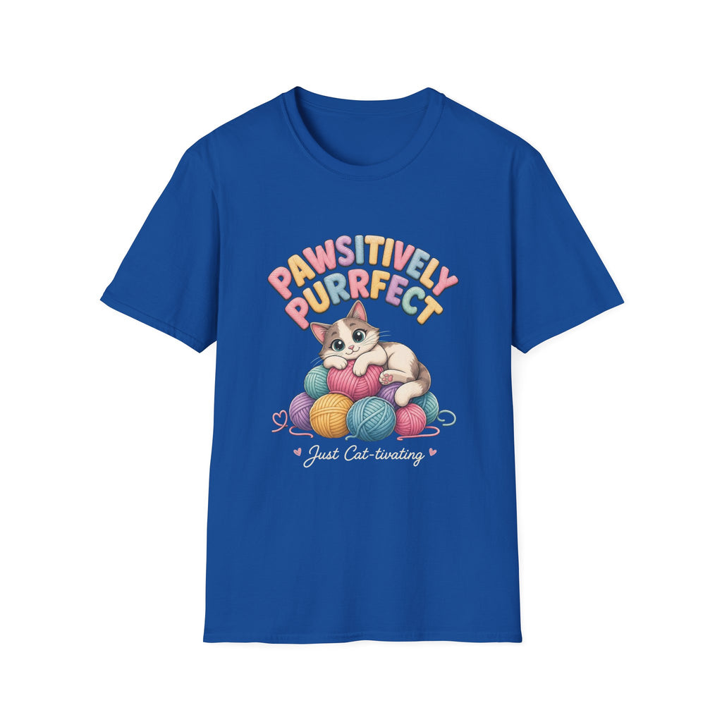 Pawsitively Purrfect Cat T-Shirt — Cute Kitten Yarn Lover Tee