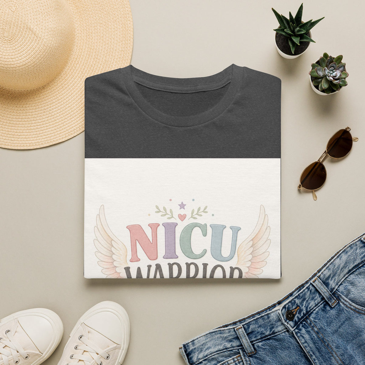 NICU Warrior Design With Baby Footprint And Angel Wings