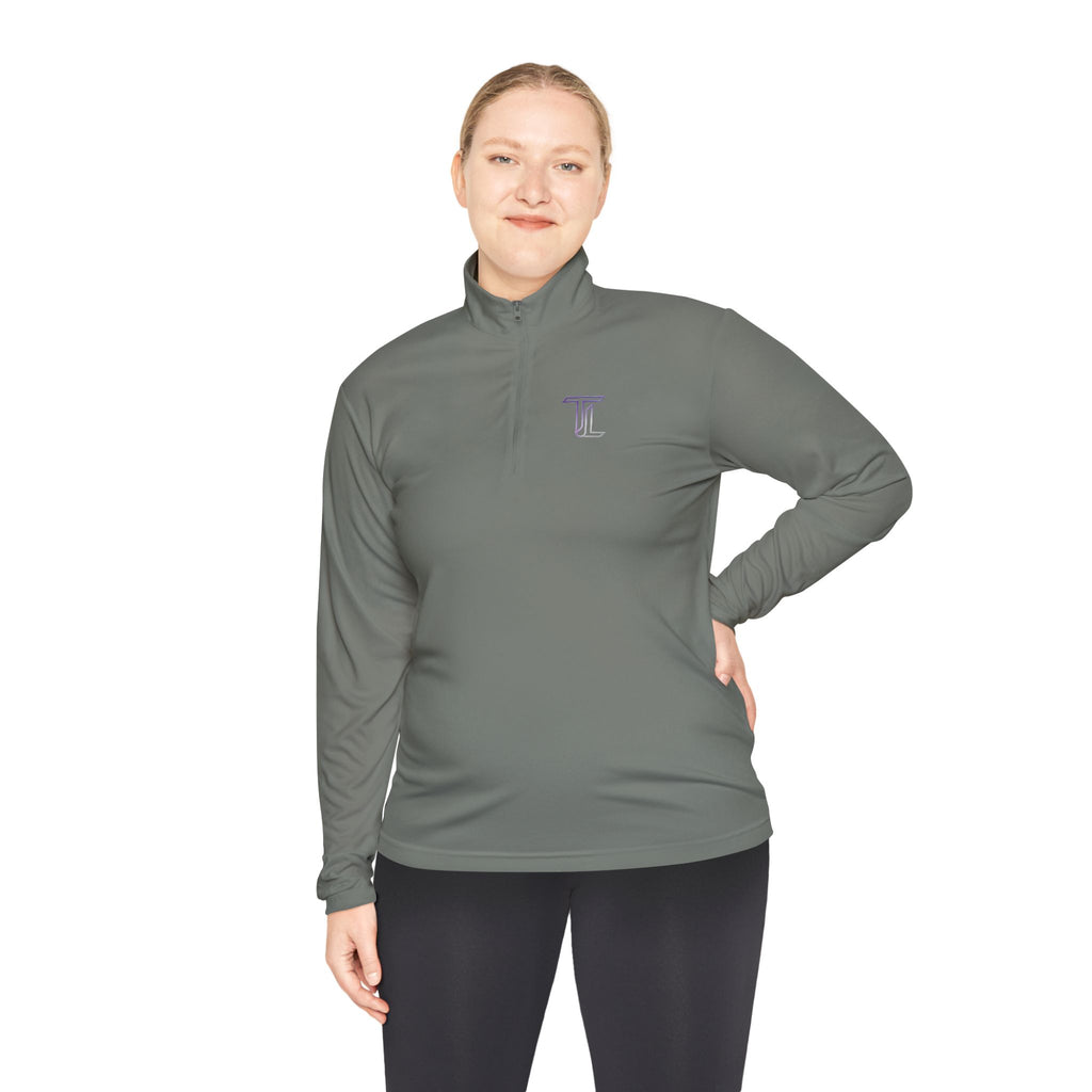 Quarter-Zip Pullover — Minimal Monogram 'T' Embroidered Pullover