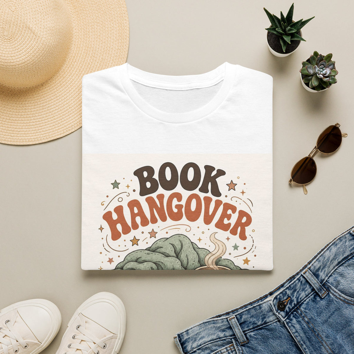 Cozy T Shirt Design Featuring Book And Coffee Cup