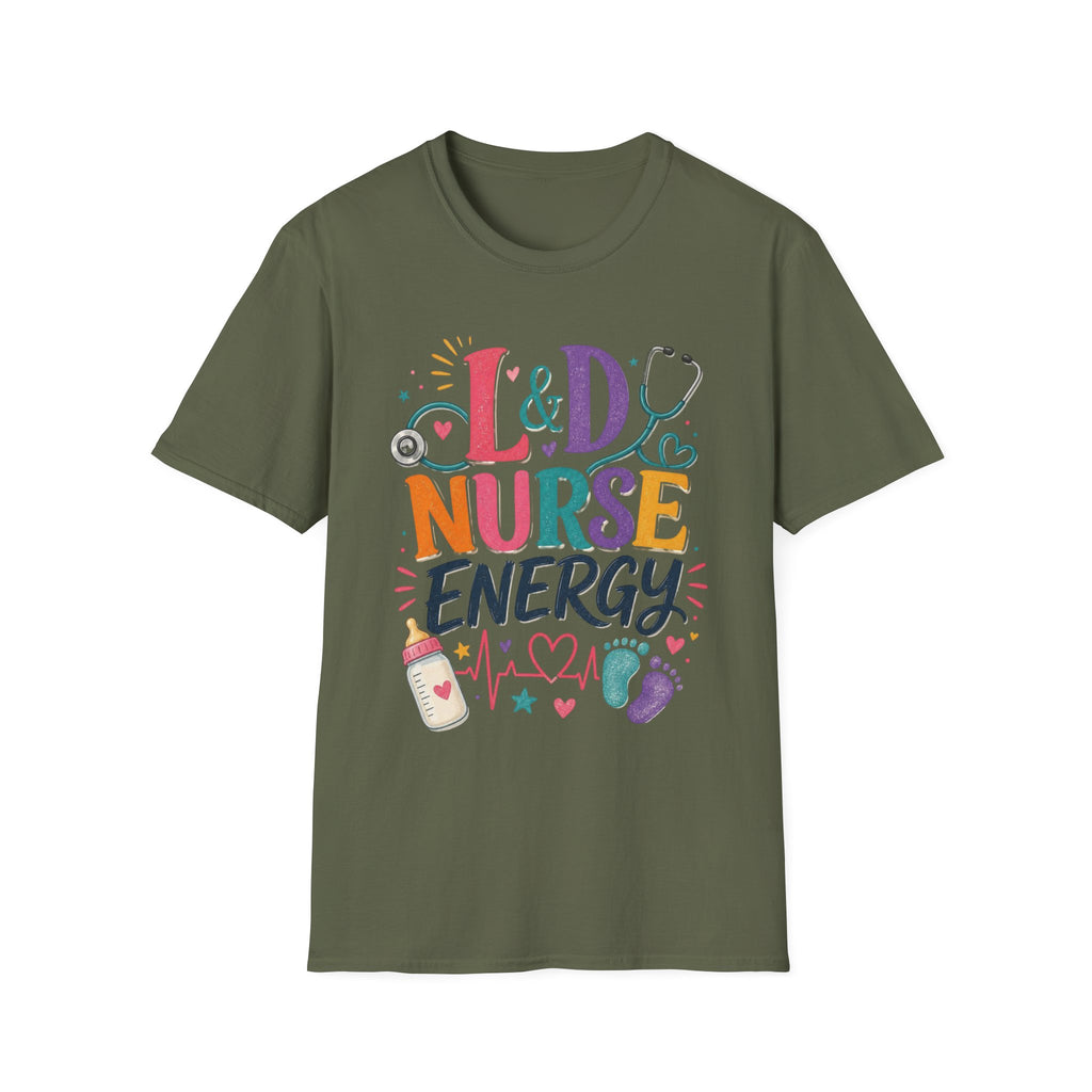 L&D Nurse Energy Trendy T Shirt Design With Vibrant Elements