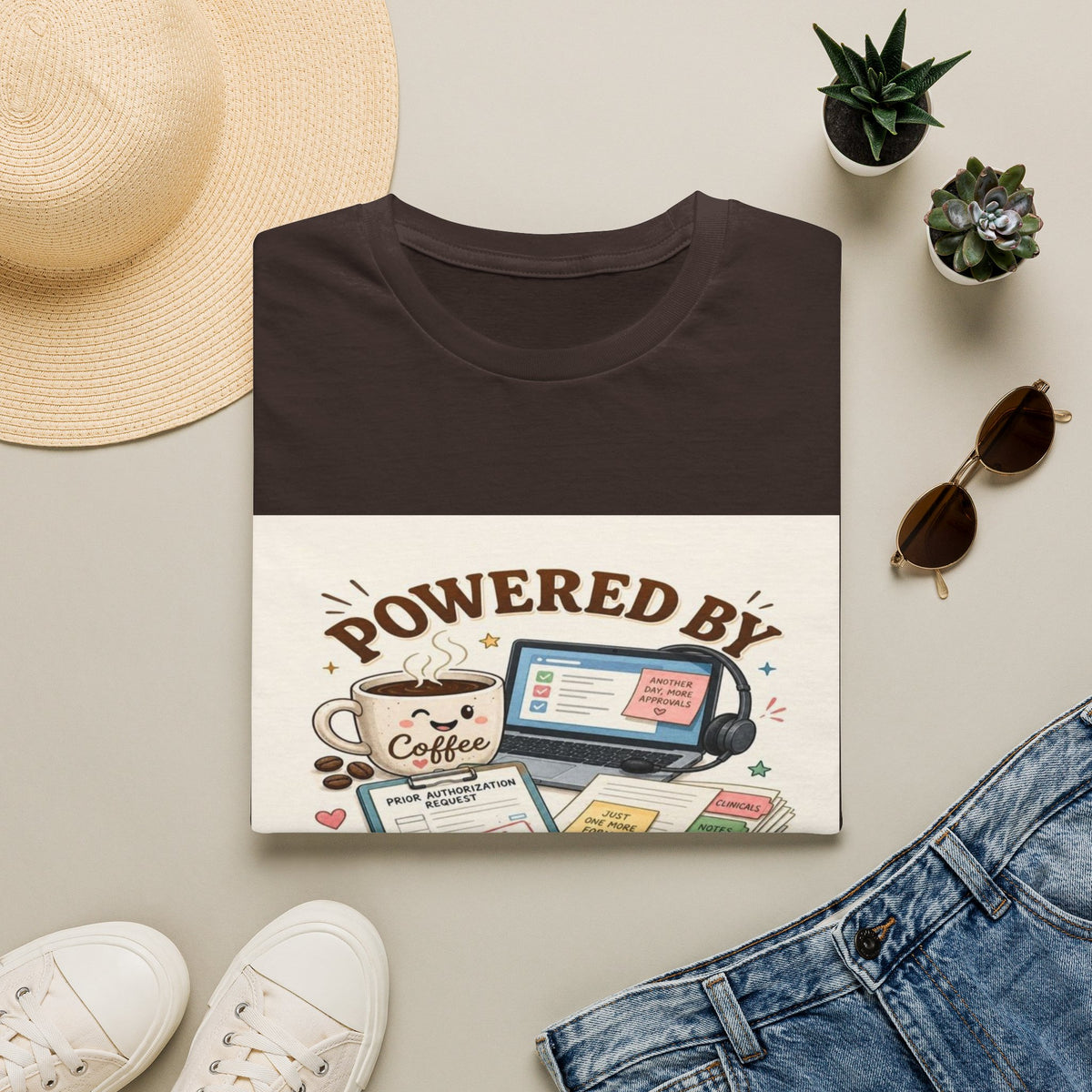 Whimsical T-shirt Design Featuring Coffee And Prior Authorizations (1)- Graphic Tees